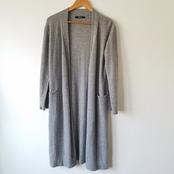Quince 100% Mogolian Cashmere Robe Grey Long Sleve Size Medium - Picture 1 of 10